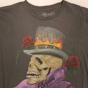 Poison Band Short Sleeve Casual Crew Neck Graphic T Shirt Mens Size XL Gray